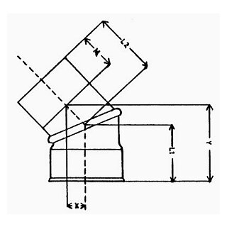 Bogen 45° verstel. für Holz V4A 103mm