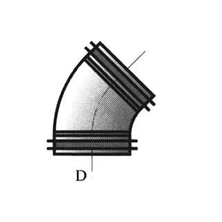 Spirobogen 45° mit Dichtung 80mm