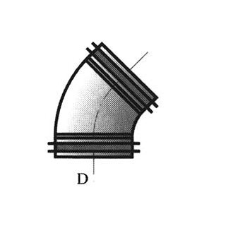 Spirobogen 45° mit Dichtung 160mm