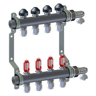 Meier Tobler metalplast Inox-Verteiler ohne WMZ 1x1/2 4K. + 12/16 mm