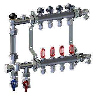 Meier Tobler metalplast Inox-Verteiler mit WMZ 1x1/2 6K. + 12/16 mm