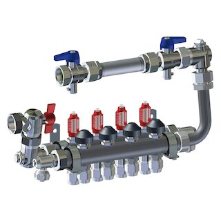 Meier Tobler metalplast Compact Inox-Verteiler mit WMZ 1x1/2 6K. + 12/16 mm