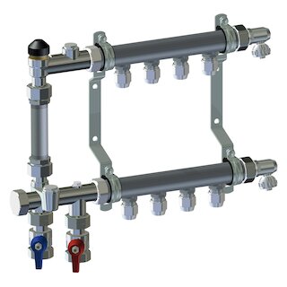 Meier Tobler metalplast Inox-Verteiler mit WMZ 1x1/2 12K. + 12/16 mm