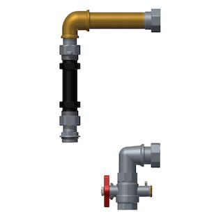 Meier Tobler Anschlussgarnitur vertikal 1 Kugelhahn 3/4 - 110 mm